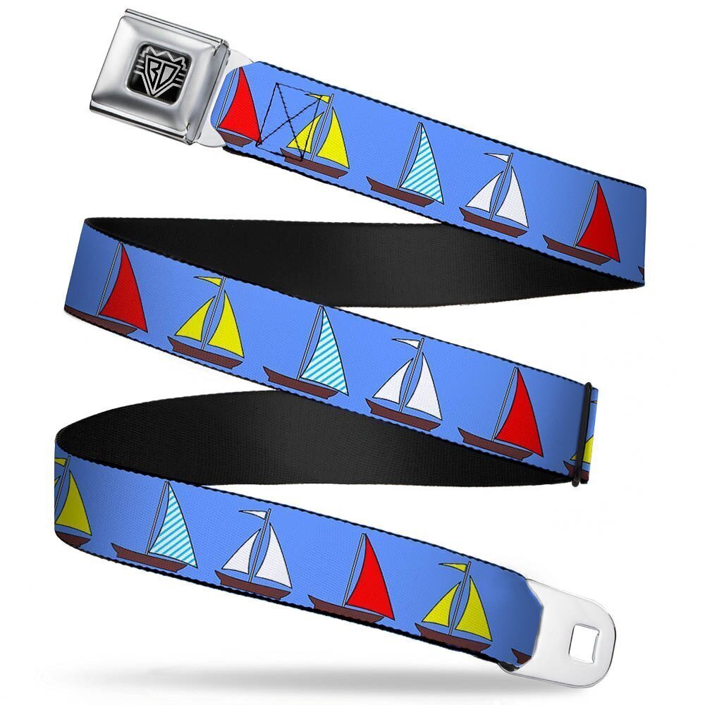 4895 Seatbelt Belt - Sailboats Blue - 1.0" Wide - 20-36 Inches in Length